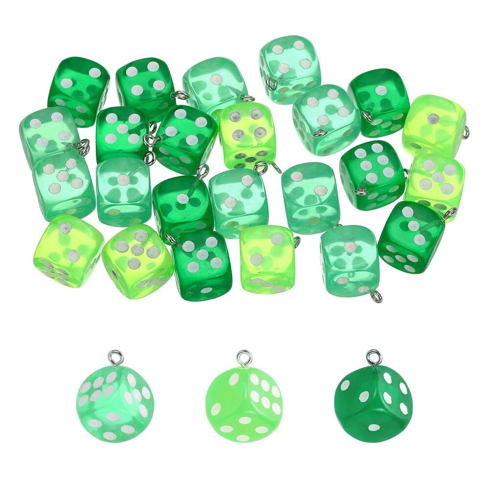 4665 30 Pcs Transparent Dice Beads Charm 3D Cube Acrylic Dice Charm Pendant